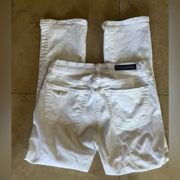 Rock & Republic ladies white jeans with silver embezzlement exc Cond SIZE 8 - Picture 12 of 15